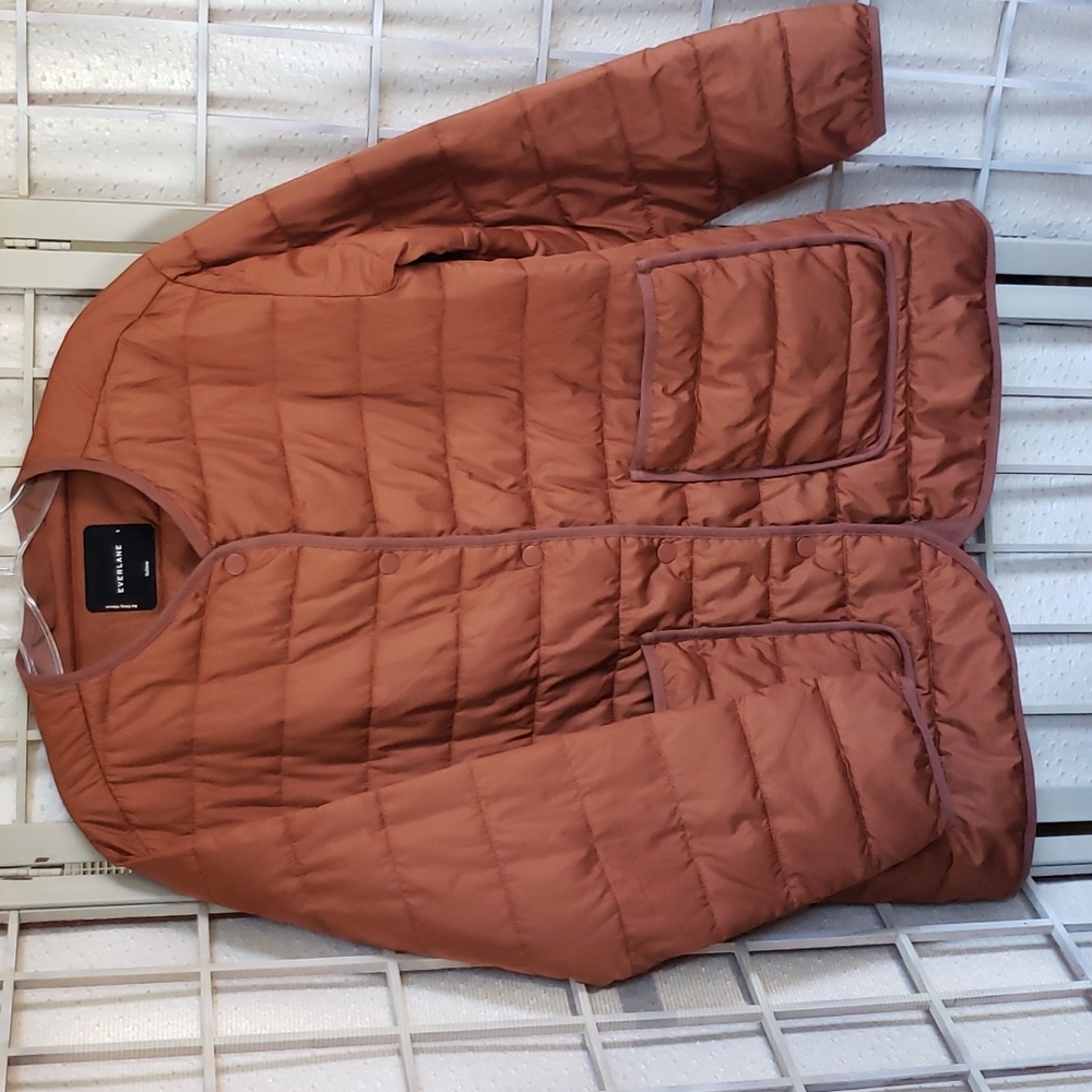 Everlane the renew channeled liner orange burns button down lightweight jacket S